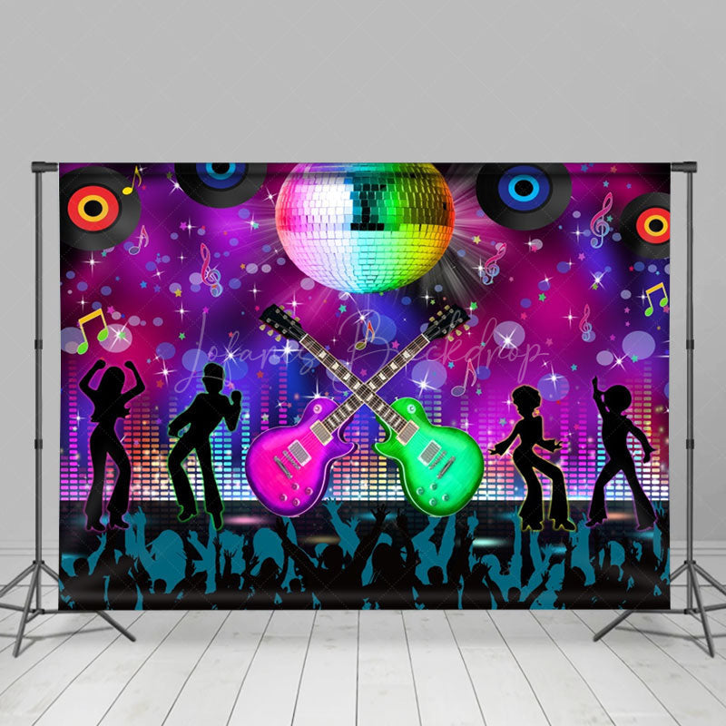 Lofaris Disco Sequin Ball Music Bokeh Guitar Dance Backdrop