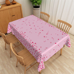 Lofaris Dispersed Little Red Heart Pink Rectangle Tablecloth