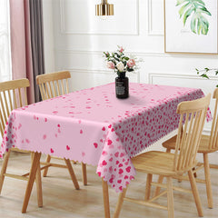 Lofaris Dispersed Little Red Heart Pink Rectangle Tablecloth