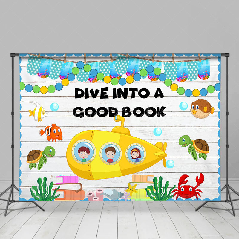 Lofaris Dive Into A Good Book Wooden Back To School Backdrop