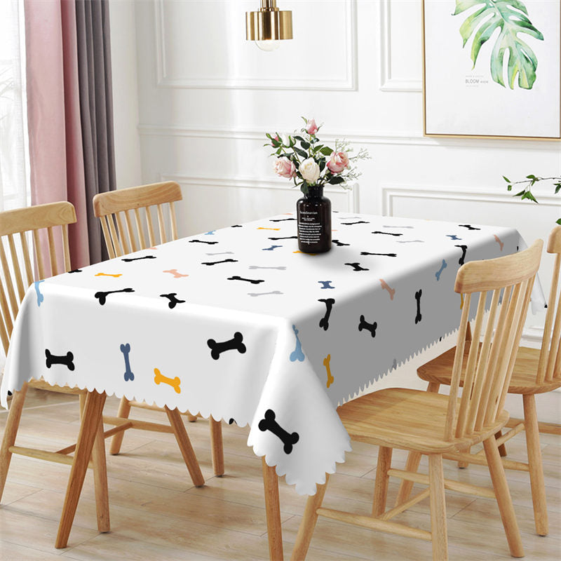 Lofaris Dog Bone Patterns White Home Kitchen Tablecloth