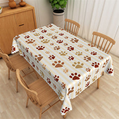 Lofaris Dog Paw Brown Stripes Waterproof Tablecloth Decor