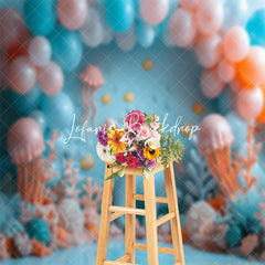 Lofaris Dolphin Jellyfish Coral Seaworld Cake Smash Backdrop