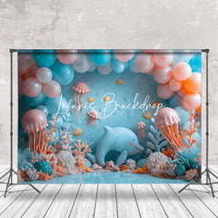 Lofaris Dolphin Jellyfish Coral Seaworld Cake Smash Backdrop