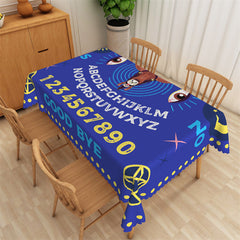 Lofaris Donkey Eye Letters Blue Divination Style Tablecloth