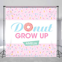 Lofaris Donut Grow Up Pink Personalized Birthday Backdrop