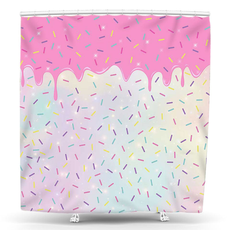 Lofaris Donut Pink Creamy Yummy Sparkling Shower Curtain