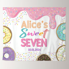 Lofaris Donuts Candies Cream Custom Sweet 7th Birthday Backdrop