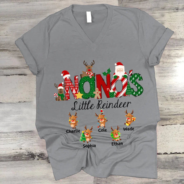 Doodle Little Reindeer Custom Name Christmas T-Shirt