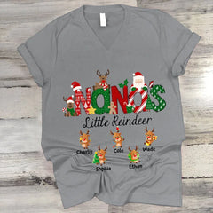 Lofaris Doodle Little Reindeer Custom Name Christmas T-Shirt