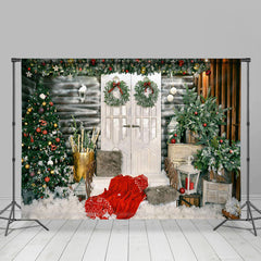 Lofaris Door Wreath Pine Tree Outdoor Christmas Backdrop