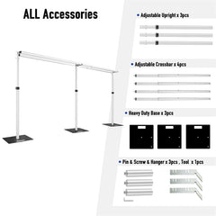 Lofaris Double Crossbar Adjustable Pipe Drape Backdrop Stand for Event