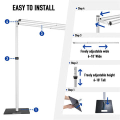 Lofaris Double Crossbar Adjustable Pipe Drape Backdrop Stand for Event