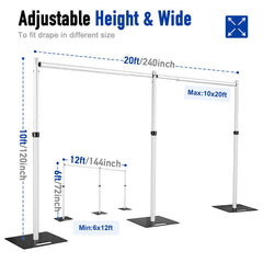 Lofaris Double Crossbar Adjustable Pipe Drape Backdrop Stand for Event