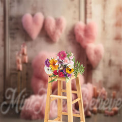 Lofaris Downy Pink Heart Candle Wall Valentines Day Backdrop