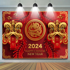 Lofaris Dragon Red 2024 Happy Chinese New Year Backdrop