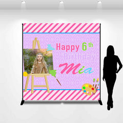 Lofaris Drawing Board Pink 6th Birthday Custom Backdrop