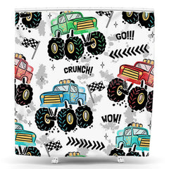 Lofaris Drawing Colorful Huge Trucks Crunch Shower Curtain