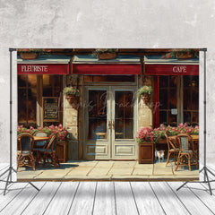 Lofaris Drawing Outdoor Cafe Retro Wall Backdrop For Photo