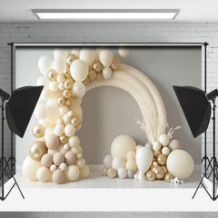 Lofaris Dream Beige Balloon Birthday Cake Smash Backdrop