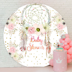 Lofaris Dream Catcher Floral Boho Baby Shower Round Backdrop