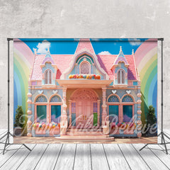 Lofaris Dreamlike House Rainbow Birthday Cake Smash Backdrop