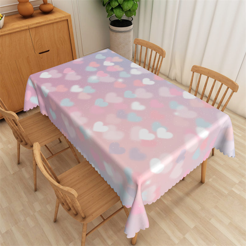 Lofaris Dreamlike Little Heart Pink Rectangle Tablecloth