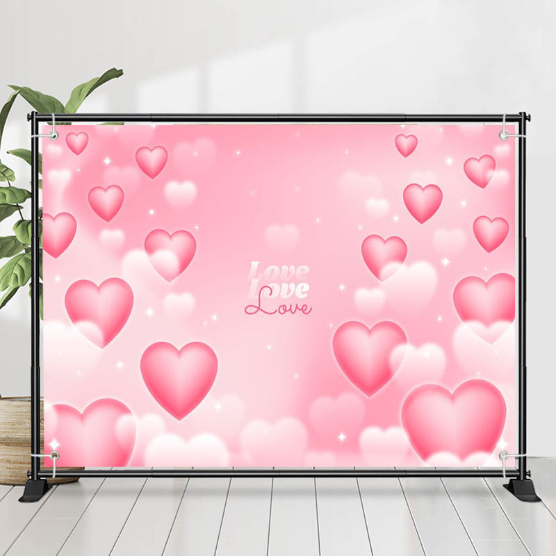 Lofaris Dreamlike Pink White Hearts Valentines Day Backdrop