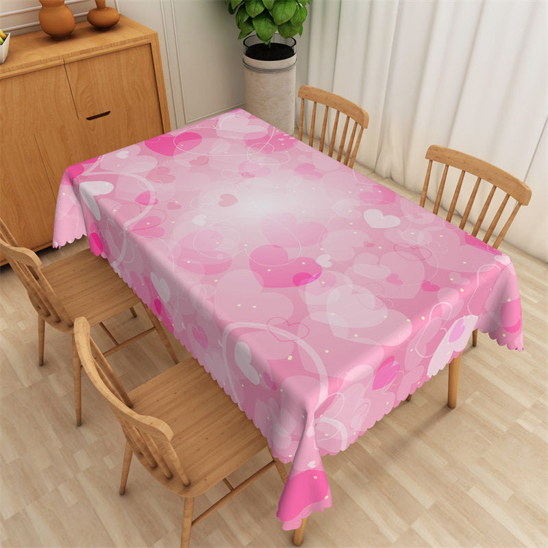 Lofaris Dreamlike Valentines Pink Heart Rectangle Tablecloth