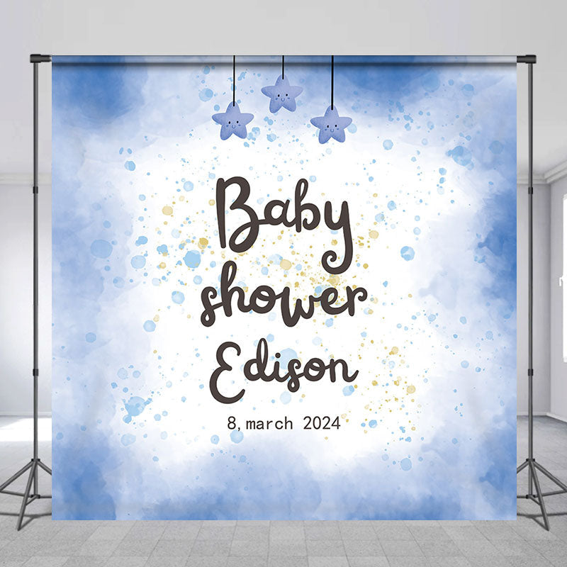 Lofaris Dreamy Blue Baby Shower Stars Custom Party Backdrop