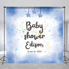 Lofaris Dreamy Blue Baby Shower Stars Custom Party Backdrop