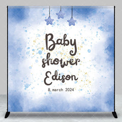 Lofaris Dreamy Blue Baby Shower Stars Custom Party Backdrop