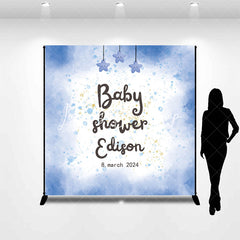 Lofaris Dreamy Blue Baby Shower Stars Custom Party Backdrop