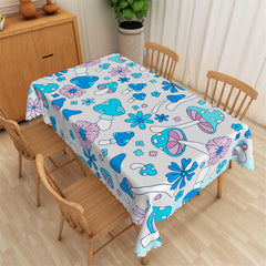 Lofaris Dreamy Blue Color Mushroom Rectangle Tablecloth