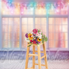 Lofaris Dreamy Colorful Windows White Floor Photo Backdrop