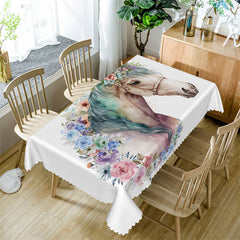 Lofaris Dreamy Floral House Painting Rectangle Tablecloth