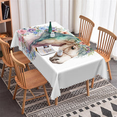 Lofaris Dreamy Floral House Painting Rectangle Tablecloth