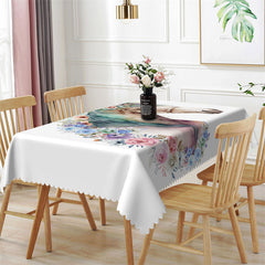 Lofaris Dreamy Floral House Painting Rectangle Tablecloth