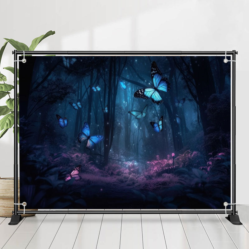 Lofaris Dreamy Forest Purple Leaf Butterfly Spring Backdrop