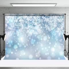 Lofaris Dreamy Light Blue Snowflake Bokeh Winter Backdrop