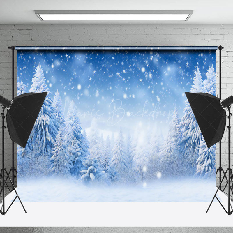 Lofaris Dreamy Snowflakes Pine Trees Winter Photo Backdrop