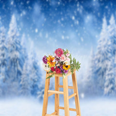 Lofaris Dreamy Snowflakes Pine Trees Winter Photo Backdrop