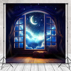 Lofaris Dreamy Starry Moon Window Curtain Photo Backdrop