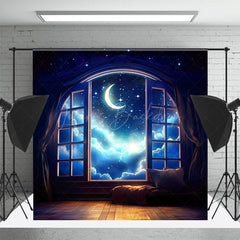 Lofaris Dreamy Starry Moon Window Curtain Photo Backdrop