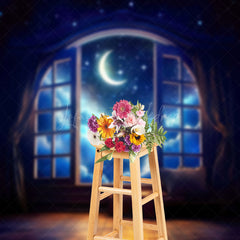 Lofaris Dreamy Starry Moon Window Curtain Photo Backdrop