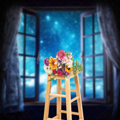 Lofaris Dreamy Starry Sky Open Window Photography Backdrop