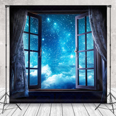 Lofaris Dreamy Starry Sky Open Window Photography Backdrop