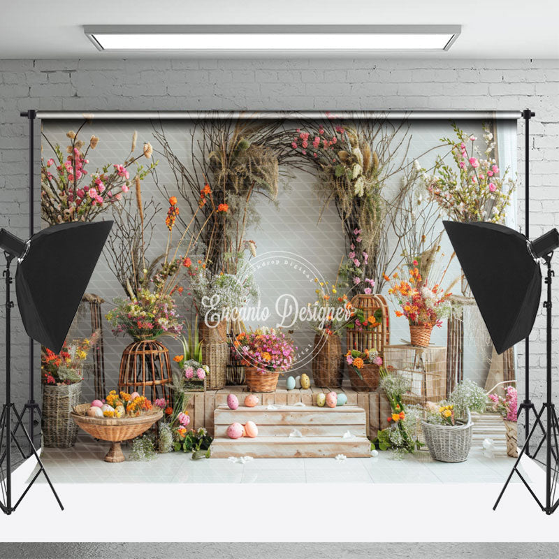 Lofaris Dried Flower Easter Egg Arch Indoor Photo Backdrop