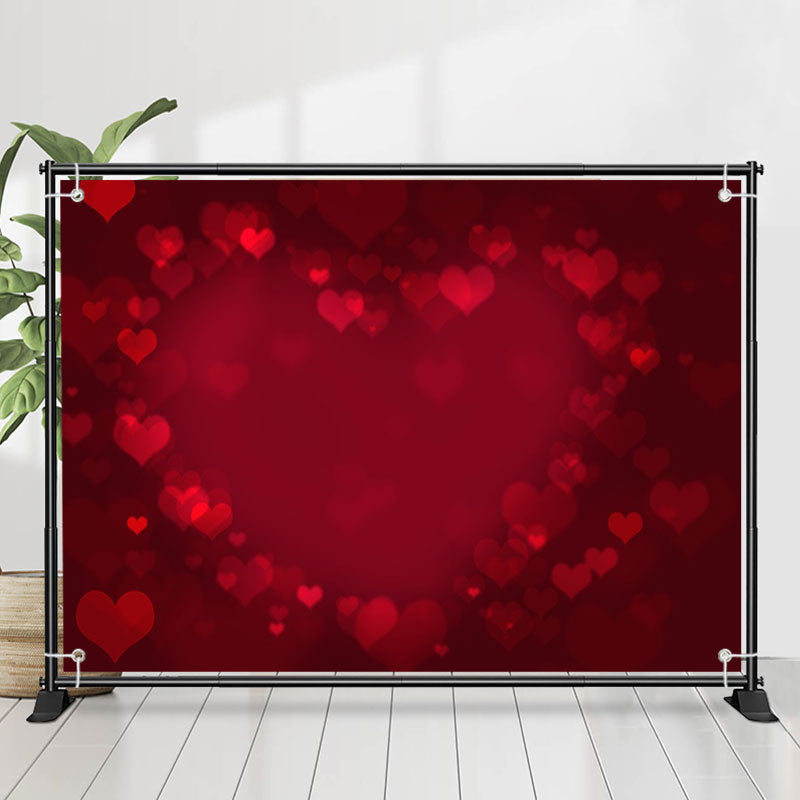 Lofaris Dusky Wine Red Heart Bokeh Valentines Day Backdrop