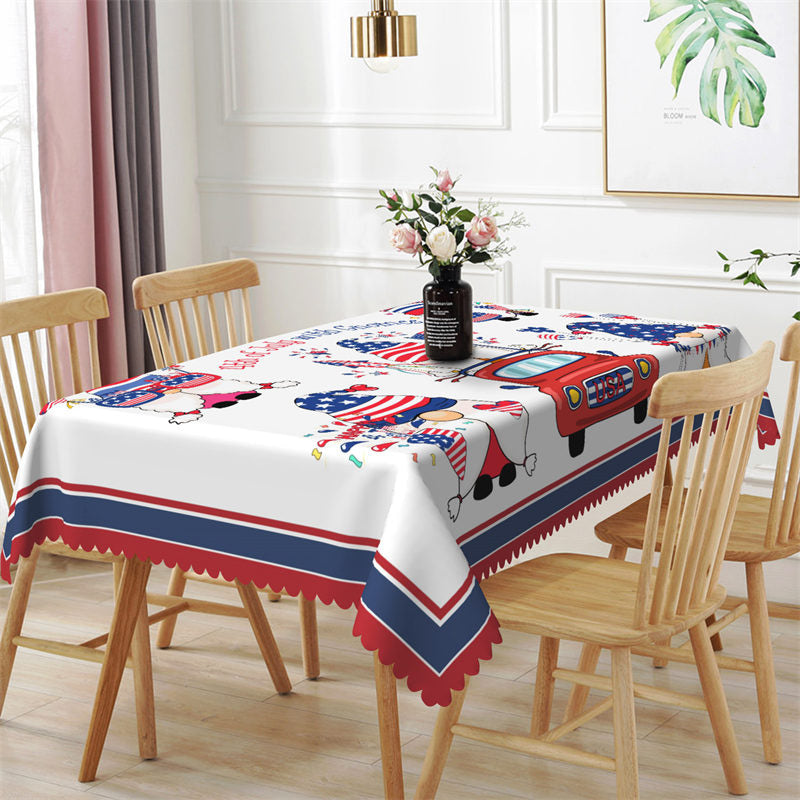 Lofaris Dwarf American Flag Car Independence Day Tablecloth